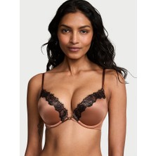 Very Sexy Bombshell 2 Beden Büyük Gösteren Dantel Kenarlı Push-Up Sütyen - Karamel