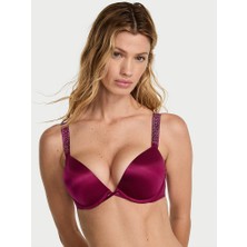 Very Sexy Bombshell Işıltılı Askılı 2 Beden Büyük Gösteren Push-Up Sütyen - (Tek Renk)