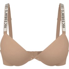 Very Sexy Işıltılı Askılı Hafif Dolgu Destekli Dekolteli Demi Sütyen - Praline