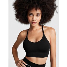 Pink Seamless Racerback Sporcu Sütyeni - Pure Black