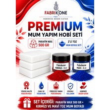 Fabrikone Premium Mum Yapım Hobi Seti - Parafin Wax 500 gr - 2'li Toz Mum Boyası Seti - Kırmızı, Mavi BKFABPW5002KM