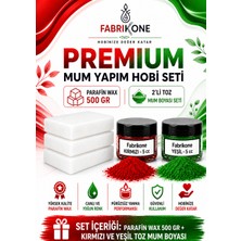 Fabrikone Premium Mum Yapım Hobi Seti - Parafin Wax 500 gr - 2'li Toz Mum Boyası Seti - Kırmızı, Yeşil BKFABPW5002KY