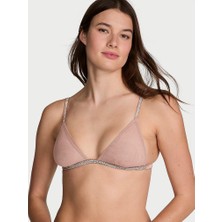 Very Sexy Işıltılı Üçgen Bralet - Badem Beji