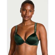 Very Sexy Işıltılı Askılı Push-Up Sütyen - Koyu Yeşil