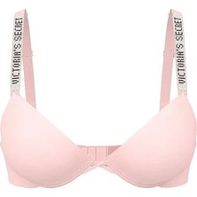Very Sexy Işıltılı Askılı Hafif Dolgu Destekli Dekolteli Demi Sütyen - Melek Pembesi