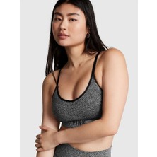 Pink Seamless Racerback Sporcu Sütyeni - Pure Black Marl
