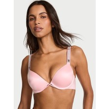 Very Sexy Işıltılı Askılı Push-Up Sütyen - Açık Pembe
