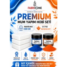 Fabrikone Premium Mum Yapım Hobi Seti - Parafin Wax 500 gr - 2'li Toz Mum Boyası Seti - Mavi, Turuncu BKFABPW5002MT