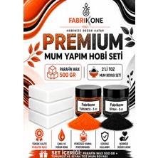 Fabrikone Premium Mum Yapım Hobi Seti - Parafin Wax 500 gr - 2'li Toz Mum Boyası Seti - Turuncu, Siyah BKFABPW5002TS