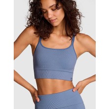 Pink Yumuşak Seamless Askılı Sporcu Sütyeni - Dumanlı Mavi