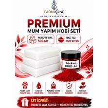 Fabrikone Premium Mum Yapım Hobi Seti - Parafin Wax 500 gr - Tekli Toz Mum Boyası - Kırmızı BKFABPW5001K