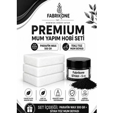 Fabrikone Premium Mum Yapım Hobi Seti - Parafin Wax 500 gr - Tekli Toz Mum Boyası - Siyah BKFABPW5001S