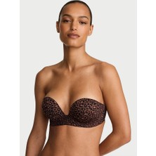 Victoria's Secret Bare Bombshell 2 Beden Büyük Gösteren Push-Up Straplez Sütyen - Leopar