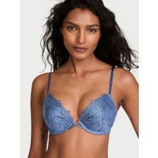 Very Sexy Denim Dantelli Push-Up Sütyen - Jean Mavisi