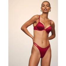 Very Sexy Bombshell Iki Beden Büyük Gösteren Işıltılı Push-Up Sütyen - Parlak Kırmızı