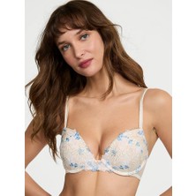 Dream Angels Işlemeli Push-Up Sütyen - Mavi Beyaz
