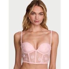 Dream Angels Çiçek Işlemeli Dekolteli Korse - Pembe Çiçekler