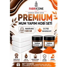 Fabrikone Premium Mum Yapım Hobi Seti - Parafin Wax 500 gr - 2'li Toz Mum Boyası Seti - Kahverengi, Turuncu BKFABPW5002KHT