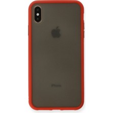Hatreds Apple iPhone Xs Max Kılıf Buzlu Saydam Yapılı Kamera Korumalı Silikon Kılıf - Kırmızı