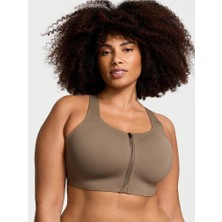 Victoria's Secret Yeni Stil! Featherweight Max Önden Fermuarlı Sporcu Sütyeni - Zeytin Yeşili