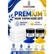Fabrikone Premium Mum Yapım Hobi Seti - Parafin Wax 500 gr - 2'li Toz Mum Boyası Seti - Mavi, Sarı BKFABPW5002MSR