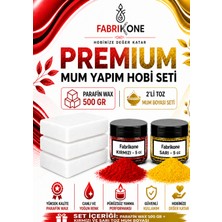 Fabrikone Premium Mum Yapım Hobi Seti - Parafin Wax 500 gr - 2'li Toz Mum Boyası Seti - Kırmızı, Sarı BKFABPW5002KSR