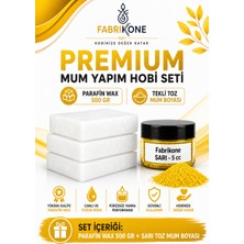 Fabrikone Premium Mum Yapım Hobi Seti - Parafin Wax 500 gr - Tekli Toz Mum Boyası - Sarı BKFABPW5001SR