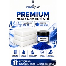 Fabrikone Premium Mum Yapım Hobi Seti - Parafin Wax 500 gr - Tekli Toz Mum Boyası - Mavi BKFABPW5001M