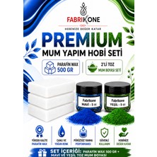 Fabrikone Premium Mum Yapım Hobi Seti - Parafin Wax 500 gr - 2'li Toz Mum Boyası Seti - Mavi, Yeşil BKFABPW5002MY