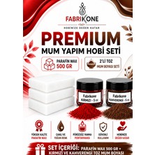 Fabrikone Premium Mum Yapım Hobi Seti - Parafin Wax 500 gr - 2'li Toz Mum Boyası Seti - Kırmızı, Kahverengi BKFABPW5002KKH