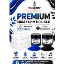 Fabrikone Premium Mum Yapım Hobi Seti - Parafin Wax 500 gr - 2'li Toz Mum Boyası Seti - Mavi, Siyah BKFABPW5002MS