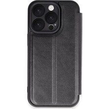 Hatreds Apple iPhone 16 Pro Max Kılıf Kılıf Kapaklı Korumalı Darbe Emici Cüzdan Kılıf - Siyah