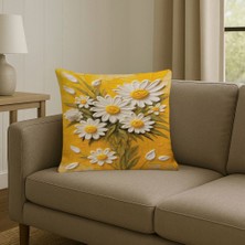 Minoza Digital Baskılı Papatya Desenli Dekoratif Kırlent Kılıfı 43X43CM