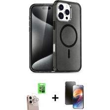 Marsilyan™- iPhone 16 Pro Max Kılıf Nova Asil Prime - Siyah 3D Antistatik Mat Seramik Nano Ekran Koruyucu + Raze Metal Kamera Lens - Nlgy