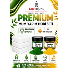 Fabrikone Premium Mum Yapım Hobi Seti - Parafin Wax 500 gr - 2'li Toz Mum Boyası Seti - Yeşil, Sarı BKFABPW5002YSR