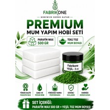 Fabrikone Premium Mum Yapım Hobi Seti - Parafin Wax 500 gr - Tekli Toz Mum Boyası - Yeşil BKFABPW5001Y