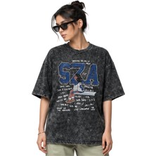 Sevbano Sza Rapper Şarkıcı Ön Baskılı Unisex Oversize Vintage Yıkamalı Tişört