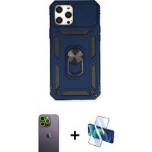 Pileli Store Pilelistore™ iPhone 12 Pro Max Kılıf Ahenk Klasik - Siyah 3D Antistatik Cam Ekran Koruyucu + Neon Fosforlu Kamera Lens - Yl