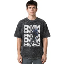 Sevbano Eminem Rapper Şarkıcı Ön Baskılı Unisex Oversize Eskitme Yıkamalı Tişört