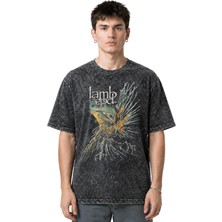 Sevbano Lamb Of God Rock Metal Müzik Grubu Ön Baskılı Unisex Oversize Eskitme Yıkamalı Tişört