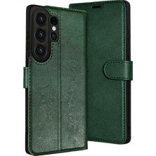 Hatreds Samsung Galaxy S26 Ultra Kılıf Kapaklı Cüzdanlı Kart ve Para Bölmeli Deri Kılıf - Yeşil