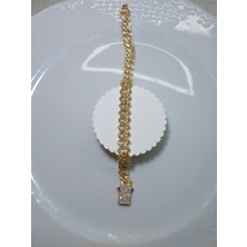 Ares 01 Store Nazar Taş Detaylı Altın Renk Takı Seti Kolye Bileklik Küpe
