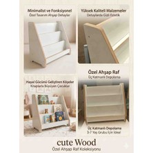 Cute Wood Montessori Ahşap Yer Kitaplığı-3 Raflı Eğitici Çocuk Kitaplık