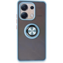 Hatreds Xiaomi Redmi Note 13 4g Kılıf Buzlu Saydam Yapılı Yüzüklü Standlı Kamera Korumalı Silikon Kılıf - Buz Mavi