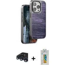 Pileli Store Pilelistore™ iPhone 15 Pro Max Kılıf Atlas Minimal Özel Seri - Siyah Polymer Nano Ekran Koruyucu + Raze Metal Kamera Lens - Lt