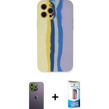 Pileli Store Pilelistore™ iPhone 12 Pro Max Kılıf Yadigar Çizgi - Siyah 5d Eko Cam Ekran Koruyucu + Neon Fosforlu Kamera Lens - Yl
