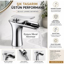 Eymen Meral Aksesuar Krom Lüx Şelale Lavabo Bataryası Sıcak Soğuk Çıkışlı Kullanışlı Şık ve Uzun Ömürlü