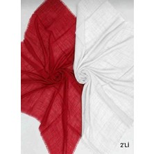Özense 2'li Flamlı Pamuklu Terletmeyen 4 Mevsim Kullanılabilir 100X100 cm Kırmızı ve Beyaz Renkli Eşarp