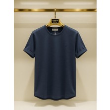Atk Giyim Erkek Oval Kesim Geniş Açık Yaka Tişört - Etek Ucu Kavisli Casual T-Shirt