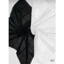 Özense 2'li Flamlı Pamuklu Terletmeyen 4 Mevsim Kullanılabilir 100X100 cm Siyah ve Beyaz Renkli Eşarp